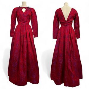 Vintage 80s Carolyne Roehm Opulent Evening Ball Gown XS Gala Royal Regency